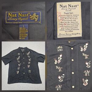 Nat Nast Ltd Ed Luxury Originals Sloppy Joe's  Silk Shirt L Design #104